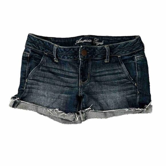 American Eagle Outfitters Pants - American Eagle Vintage Stretch Shorts Size 4 Cuffed Denim Button Closure Pockets